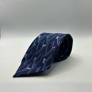 Villa Bolgheri 100% Silk Tie Blue Geometric Pattern l Made in Italy l 3.25”W